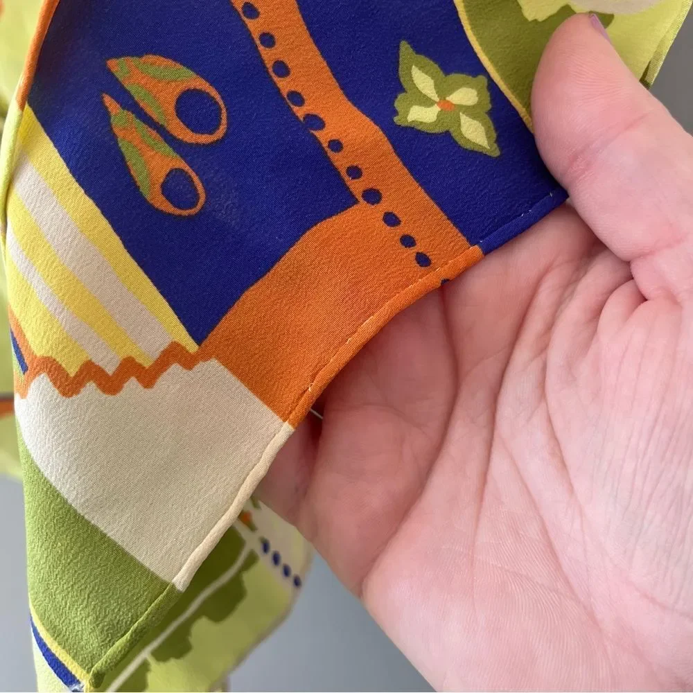 Colorful silk feel scarf tropical
